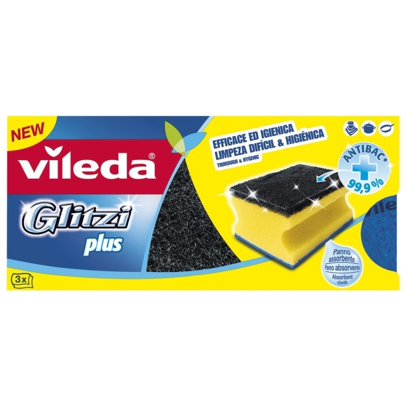 VILEDA GLITZI PLUS SPUGNA DA CUCINA 3 PZ FHP su Shop in Casa