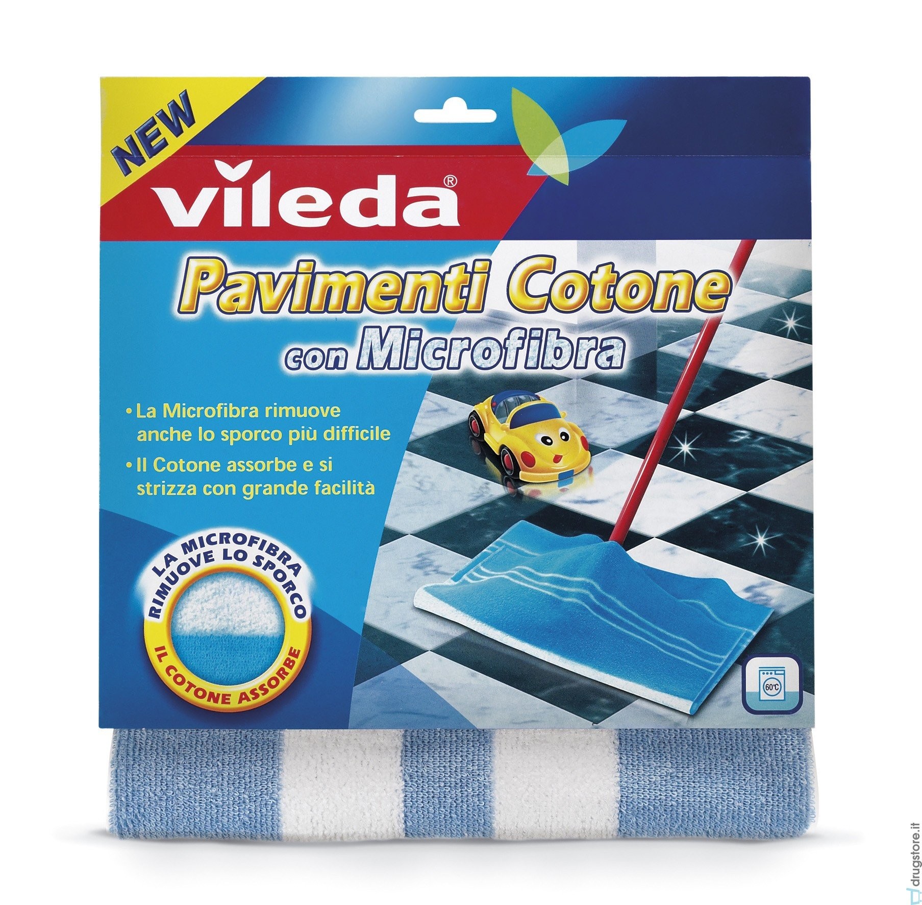 VILEDA PANNO PAVIMENTI IN COTONE E MICROFIBRA 50X50 FHP su Shop in