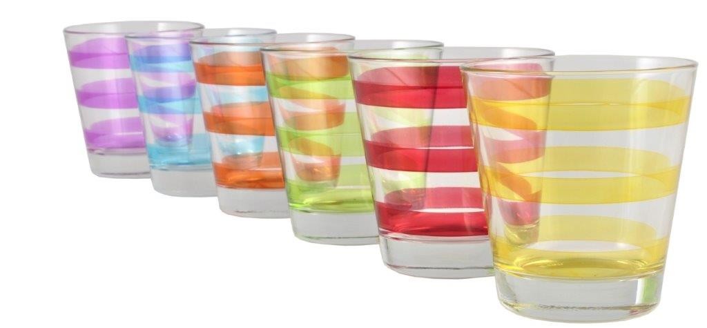 Set 6 Bicchieri Da Acqua SIssi Decorati Multicolore 25 cl, Vetro