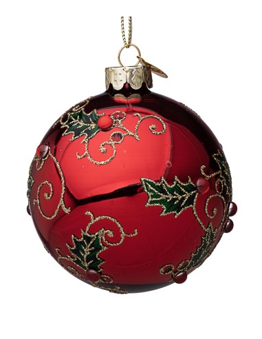 SFERE E PENDAGLI: vendita online Sfera Vetro Zaida Rosso di Natale 8cm - La Magia di Natale a casa tua in offerta