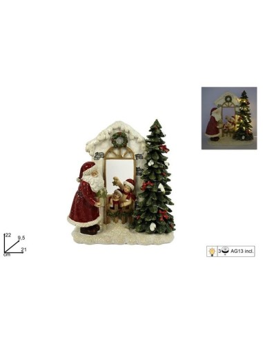 OGGETTISTICA NATALE: vendita online PAESAGGIO NATALIZIO 05142 BABBO NATALE C/LUCI 22CM in offerta