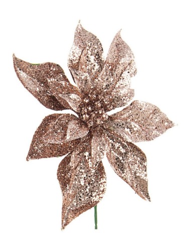 PICK: vendita online Pick di Natale Poinsettia Adriel Oro Rosa H22CM, Porta la Magia di Natale nelle Tue Decorazioni in offerta