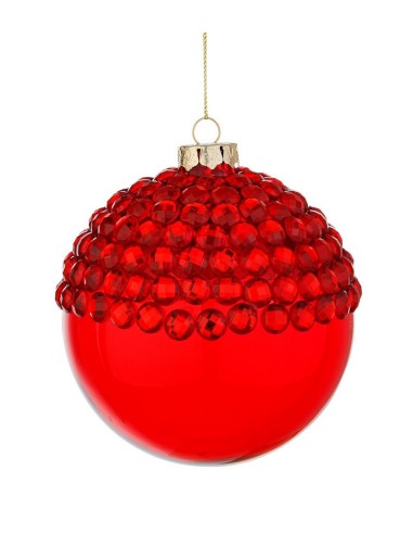 SFERE E PENDAGLI: vendita online Sfera di Natale Jewel in Vetro 10cm Rossa, Porta la Magia di Natale a Casa Tua in offerta