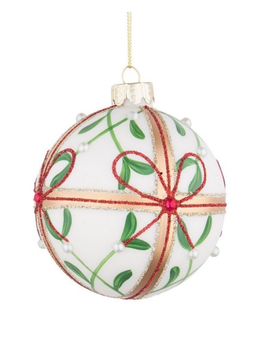 SFERE E PENDAGLI: vendita online Sfera di Natale Fiocco in Vetro 8cm, Porta la Magia di Natale nelle Tue Decorazioni in offerta