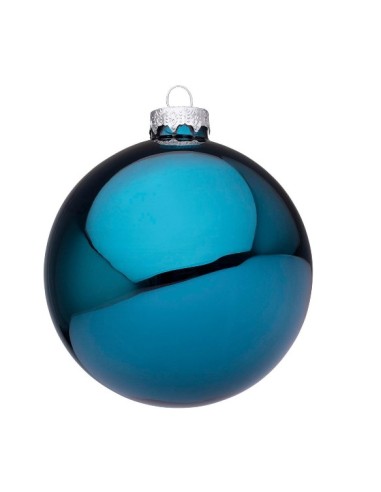 SFERE E PENDAGLI: vendita online Sfera di Natale in Vetro 10 cm Ottanio Lucido, Porta la Magia di Natale a Casa Tua con Color...