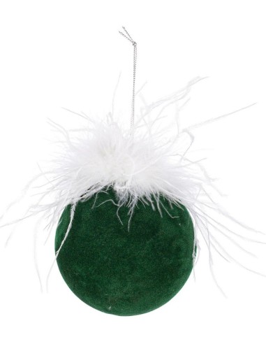 SFERE E PENDAGLI: vendita online Sfera di Natale in Vetro Plummy 10 cm Verde Scuro, Porta la Magia di Natale a Casa Tua in of...