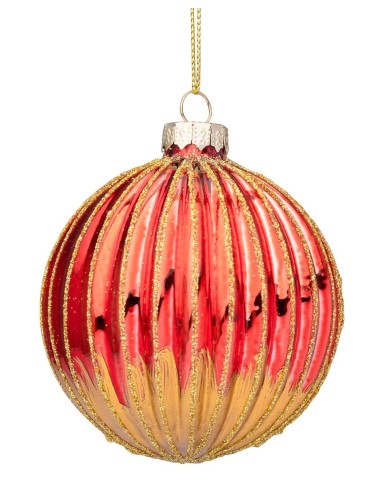 SFERE E PENDAGLI: vendita online Sfera di Natale Modish in Vetro 8 cm Rosso/Oro, Porta la Magia di Natale a Casa Tua con un T...