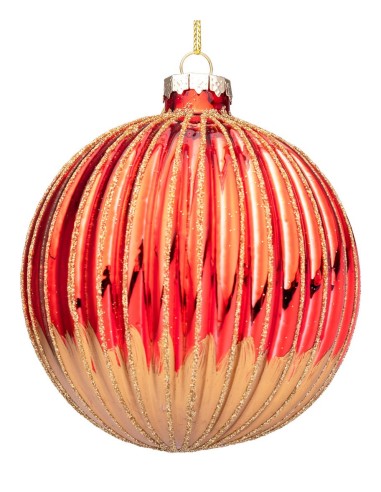 SFERE E PENDAGLI: vendita online Sfera di Natale Modish in Vetro 10 cm Rosso/Oro, Porta la Magia di Natale a Casa Tua con un ...