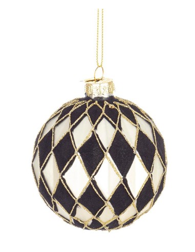 SFERE E PENDAGLI: vendita online Sfera di Natale Monochrome in Vetro 8 cm con Rombi, Porta la Magia di Natale a Casa Tua in o...