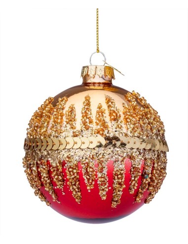 SFERE E PENDAGLI: vendita online Sfera Show in Vetro 8 cm Rosso/Oro, Elegante Decorazione Natalizia per Aggiungere la Magia d...