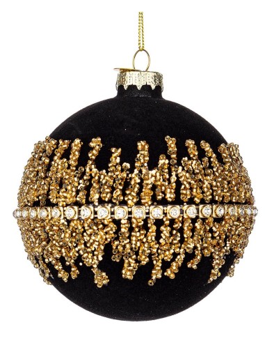 SFERE E PENDAGLI: vendita online Sfera Luxury in Vetro 10 cm Nero/Oro, Raffinata Decorazione Natalizia per Aggiungere la Magi...