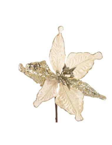 PICK: vendita online Pick di Natale Arya Poinsettia Champagne H23 cm, Decorazione Natalizia per Aggiungere la Magia di Natale...