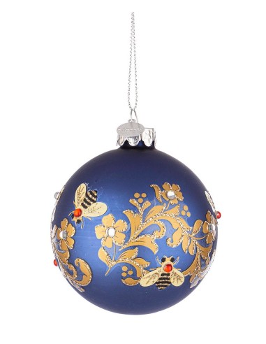 SFERE E PENDAGLI: vendita online Sfera in Vetro Honeybee Blu 8 cm, Elegante Decorazione Natalizia per Aggiungere la Magia di ...