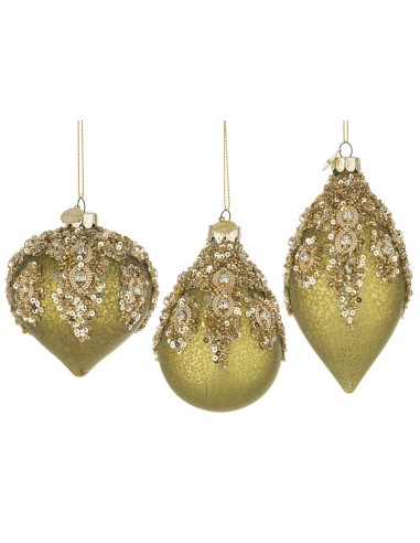 SFERE E PENDAGLI: vendita online Pendaglio Vetro Melissa Verde-Oro Assortito, Decorazione Natalizia Elegante per Aggiungere l...