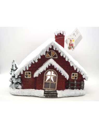 OGGETTISTICA NATALE: vendita online CASA INNEVATA CON LUCI 34X41X19CM in offerta