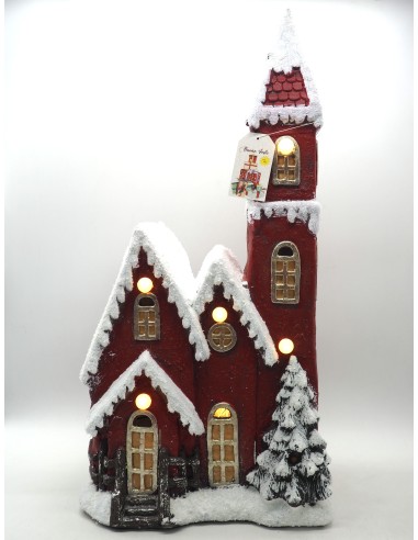 OGGETTISTICA NATALE: vendita online CASA INNEVATA C/LUCI 62X31X20CM in offerta