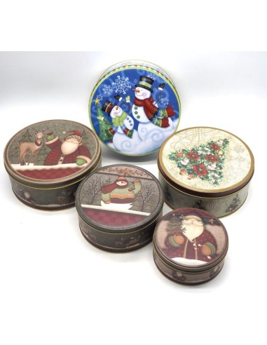 OGGETTISTICA NATALE: vendita online SET 3 SCATOLE 88402 LATTA TONDE DEC.NATALE in offerta