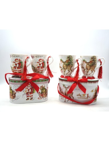 PORCELLANE: vendita online SET 2 TAZZE DECORAZIONE NATALE ASSORTITO in offerta