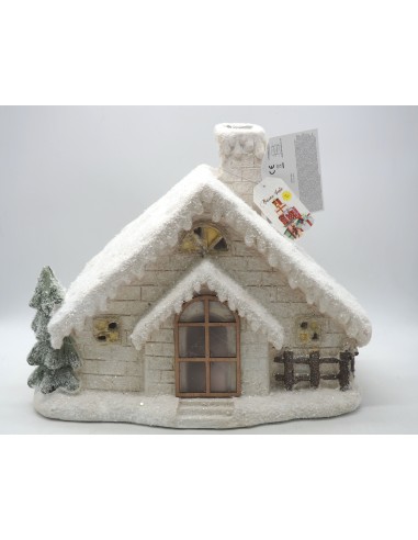 OGGETTISTICA NATALE: vendita online CASA BIANCA INNEVATA 34X41X19CM LUCI E MUSICA in offerta