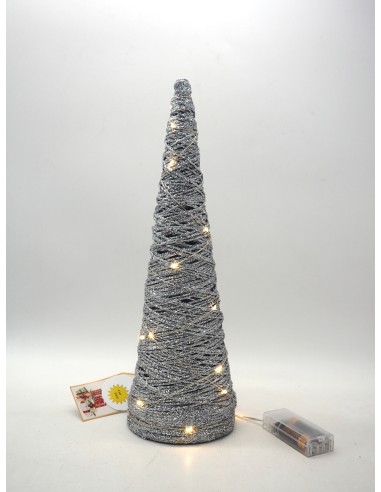 OGGETTISTICA NATALE: vendita online ALBERO CONO ARGENTATO 40X12,5CM CON LUCI LED in offerta