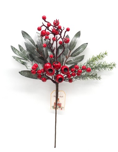 PICK: vendita online PICK CON FOGLIE E BACCHE ROSSE 41X14CM in offerta