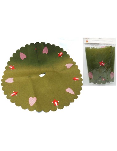 OGGETTISTICA NATALE: vendita online COPRIALBERO PANNO VERDE D100CM DECORO NATALIZIO in offerta