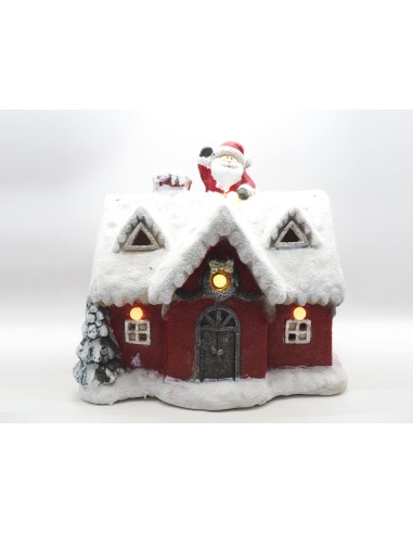 OGGETTISTICA NATALE: vendita online CASA ROSSA INNEVATA 39X44X27CM LUCI E MUSICA in offerta