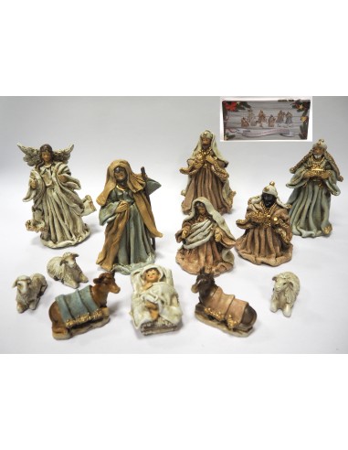 PERSONAGGI PRESEPE: vendita online SET 12PZ SOGGETTI PRESEPE 13X8,5CM VESTE TESSUTO in offerta