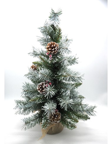 ALBERI DI NATALE: vendita online Albero di Natale "pino nevato" altezza 60cm con pigne e base juta in offerta