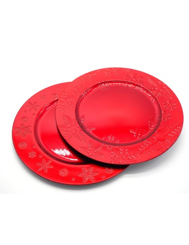 SOTTOPIATTI: vendita online PIATTO PLASTICA D33CM ROSSO LUCIDO CON FASCIA RILIEVO in offerta