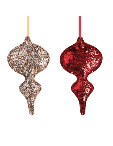 SFERE E PENDAGLI: vendita online PENDENTE DECORAZIONE TESSUTO GLITTER ORO/ROSSO in offerta