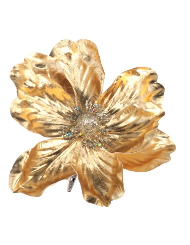 FIORI: vendita online FIORE TESSUTO CON CLIP ORO 20X20CM in offerta