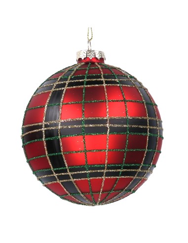 SFERE E PENDAGLI: vendita online SFERA VETRO 10CM TARTAN ROSSO in offerta