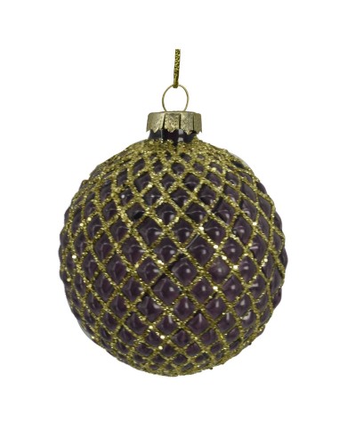 SFERE E PENDAGLI: vendita online SFERA VETRO 8CM VIOLA INTRECCIO ORO in offerta