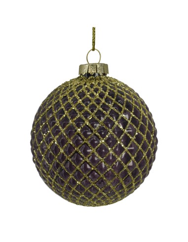 SFERE E PENDAGLI: vendita online SFERA VETRO 10CM VIOLA INTRECCIO ORO in offerta