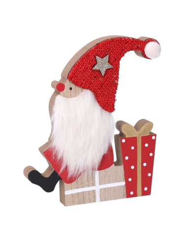 OGGETTISTICA NATALE: vendita online BABBO SU PACCO DONO LEGNO ROSSO 12X14,5CM in offerta