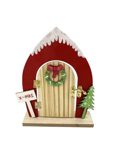 OGGETTISTICA NATALE: vendita online DECORAZIONE PORTA LEGNO ROSSO 16X21CM in offerta