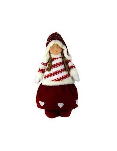 OGGETTISTICA NATALE: vendita online BAMBINA TESSUTO ROSSO/BIANCO 32X14X76CM in offerta