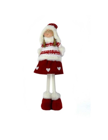 OGGETTISTICA NATALE: vendita online BAMBINA TESSUTO ROSSO/BIANCO 17X8X59CM in offerta