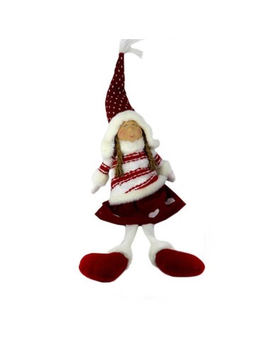 OGGETTISTICA NATALE: vendita online BAMBINA TESSUTO ROSSO/BIANCO 16X6X55CM in offerta