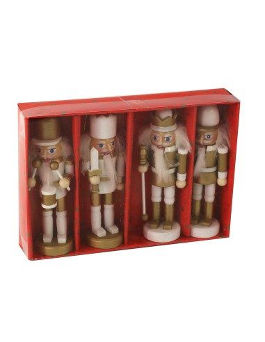 OGGETTISTICA NATALE: vendita online SCHIACCIANOCI SET 4PZ LEGNO H12,5CM in offerta