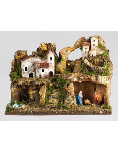 CAPANNE PRESEPE: vendita online PRESEPE CM. 33x18x24 CON NATIVITÀ CM 6 E LUCI in offerta