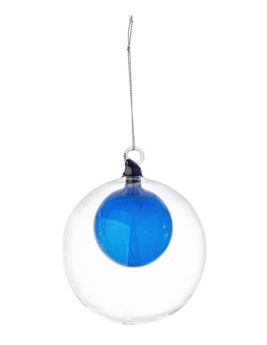 SFERE E PENDAGLI: vendita online Sfera Vetro Dual Blu 10cm di Natale - La Magia di Natale a casa tua in offerta