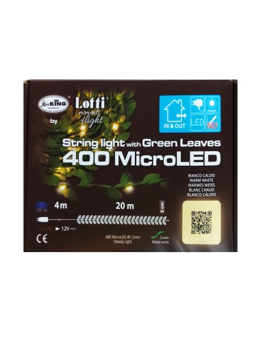 LUCI DI NATALE: vendita online S/LUM 63457 CATENA FOGLIE 400MICROLED BIANCO CALDO in offerta