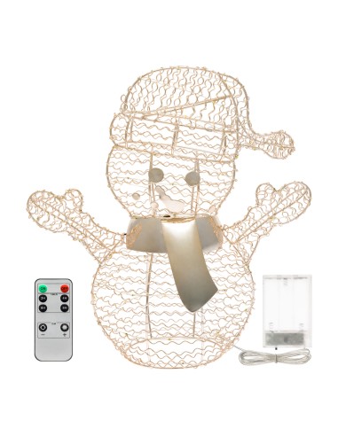 LUCI DI NATALE: vendita online Pupazzo di Neve Merry Christmas H30cm Metallo Champagne con 80 Microled | Decorazione Natalizi...