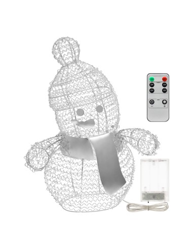 LUCI DI NATALE: vendita online Pupazzo di Neve Snowman H33cm Metallo Argento con 80 Microled | Decorazione Natalizia in offerta