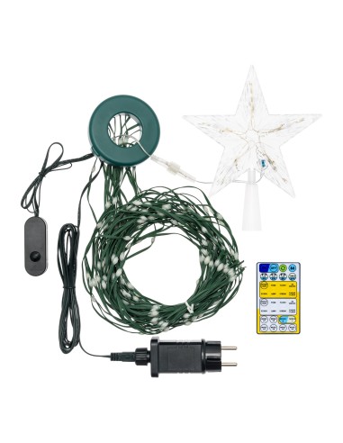 LUCI DI NATALE: vendita online Tenda di Natale Verde H180cm con 304 GOCCE di Luce PIXEL LED WW+W per Alberi in offerta