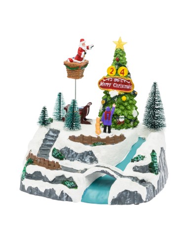 GIOSTRINE E VILLAGGI: vendita online VILLAGGIO IH22CM ALBERO NATALE CON BABBO CHE LO DECORA IN MOVIMENTO LE in offerta