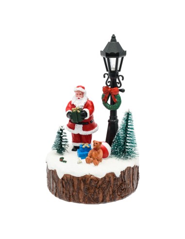 GIOSTRINE E VILLAGGI: vendita online Villaggio di Natale Babbo Natale con Lampione H15cm LED COLOR, Polyresina in offerta