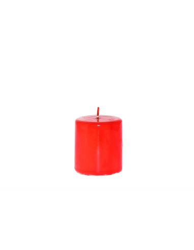 CANDELE E GIROCANDELE: vendita online CANDELA PILLAR  LUCID  H CM 7X D 6,5 COLORE ROSSO ESPOSITORE BIANCO in offerta